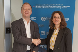 Director of the Multilateral Partnerships Department, Peter van Rooij, and the Delegate General of Wallonia-Brussels, Ms. Sharon Weinblum Meeting with ILO